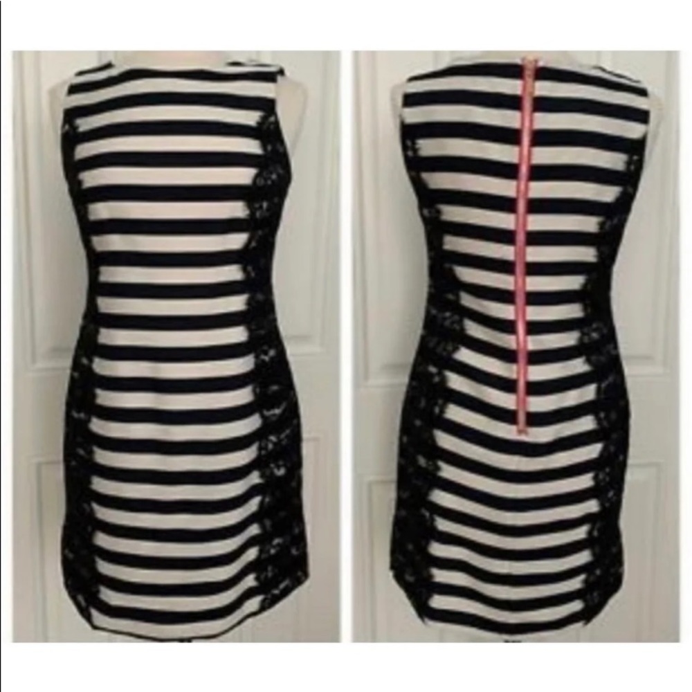 Eliza J black and white dress fuchsia back zipper
